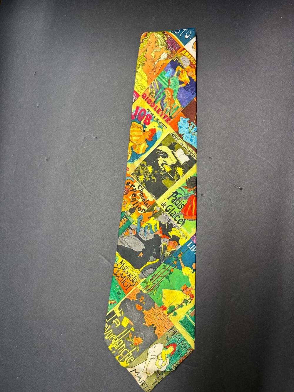 Wembley Vintage Silk Clip-On Tie Tan Geometric Pattern - Picture 4 of 5